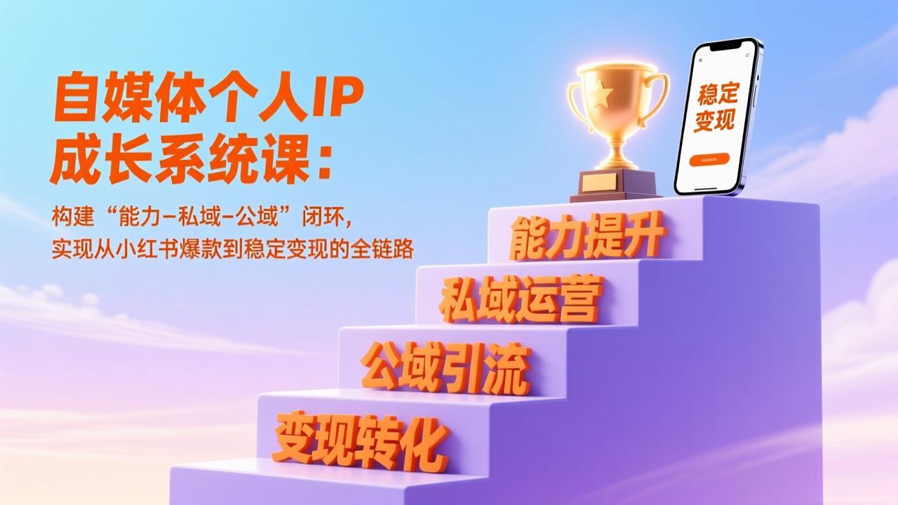 自媒体个人IP成长系统课：构建“能力-私域-公域”闭环，实现从小红书爆款到稳定变现的全链路-87创业网