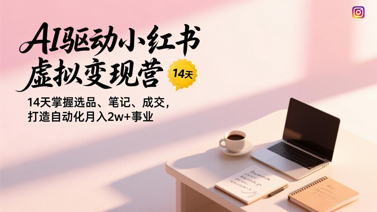 AI驱动小红书虚拟变现营，14天掌握选品、笔记、成交，打造自动化月入2w+事业-87创业网
