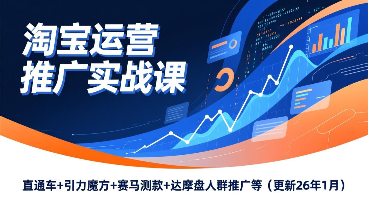 淘宝运营推广实战课，直通车+引力魔方+赛马测款+达摩盘人群推广等(更新26年1月-87创业网