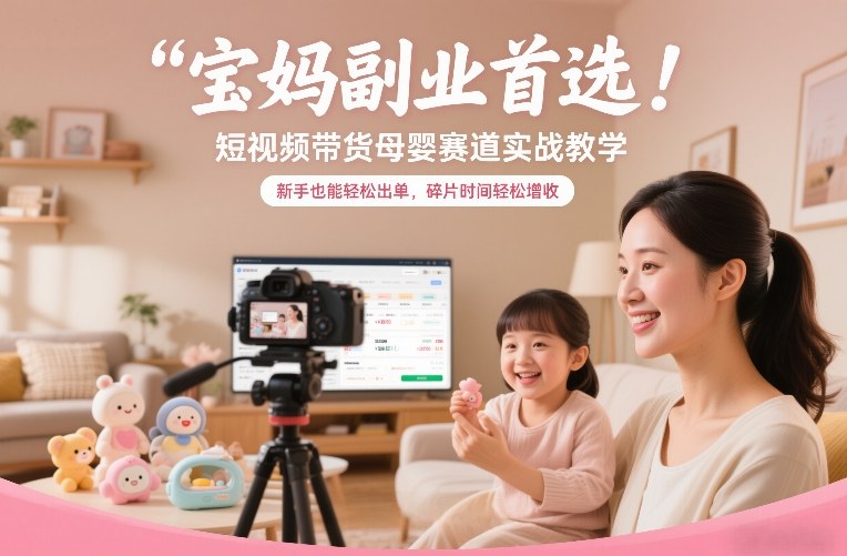 宝妈副业首选！短视频带货母婴赛道实战教学，新手也能轻松出单，碎片时间轻松增收-87创业网