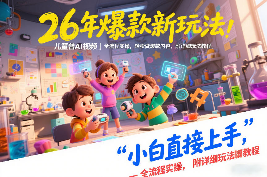 26年爆款新玩法，儿童科普AI视频，全流程实操，轻松做爆款内容，小白直接上手，附详细玩法教程-87创业网
