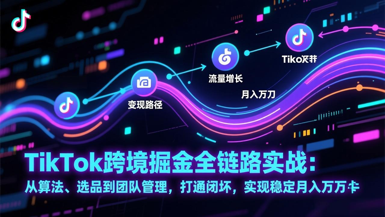 TikTok跨境掘金全链路实战：从算法、选品到团队管理，打通闭环，实现稳定月入万刀-87创业网