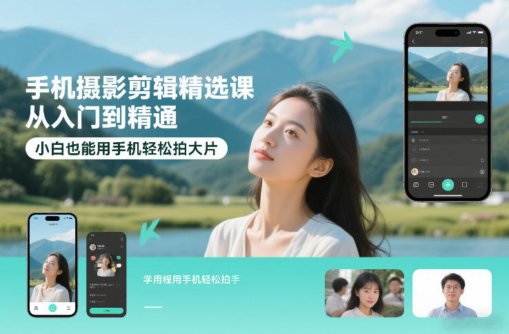 手机摄影剪辑精选课，从入门到精通，小白也能用手机轻松拍大片-副业终点站