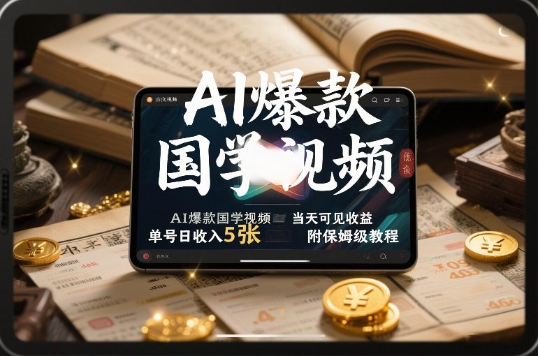 AI爆款国学视频，独家起号方法，小白直接上手，当天可见收益，单号日收入5张+附保姆级教程-副业终点站