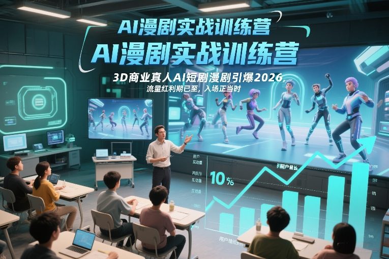 AI漫剧实战训练营，3D商业真人AI短剧漫剧引爆2026，流量红利期已至，入场正当时-副业终点站