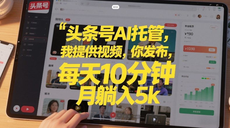 头条号AI托管，我提供视频，你发布，每天10分钟，月躺入5k+【揭秘】-副业终点站