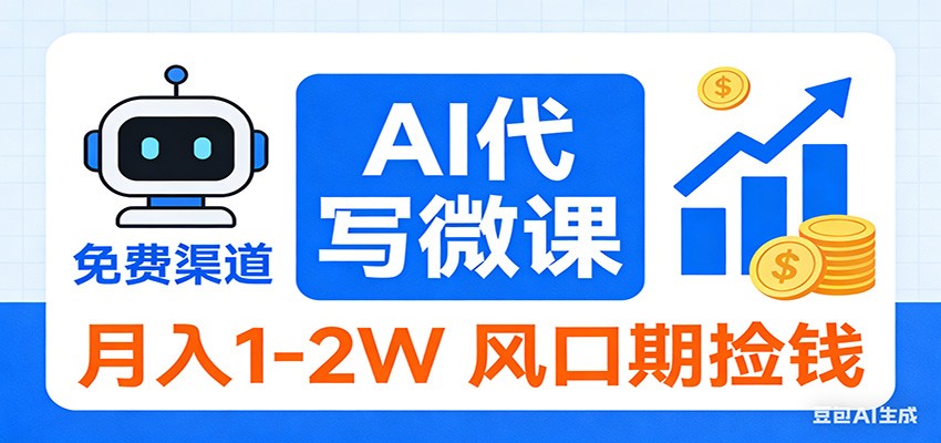 2026告别打工！AI 代写微课，提供免费渠道，月入 1-2W 风口期捡钱-副业终点站