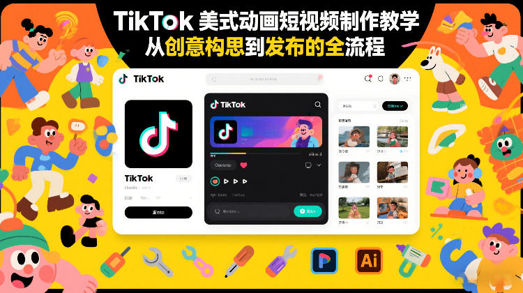 TikTok美式动画短视频制作教学，从创意构思到发布的全流程-副业终点站