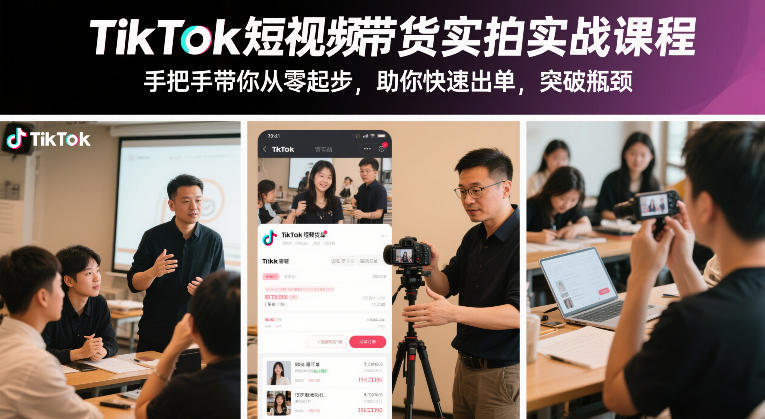 TikTok短视频带货实拍实战课程，手把手带你从零起步，助你快速出单，突破瓶颈-副业终点站