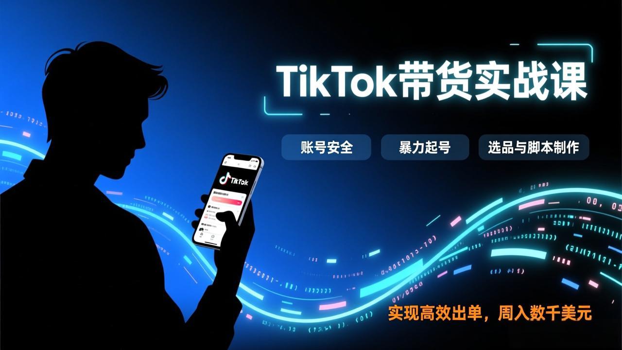 TikTok带货实战课,涵盖账号安全、暴力起号、选品与脚本制作,实现高效出单,周入数千美元-副业终点站