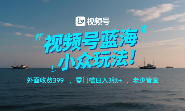 视频号蓝海小众玩法！外面收费399，零门槛日入3张+，老少皆宜-副业终点站
