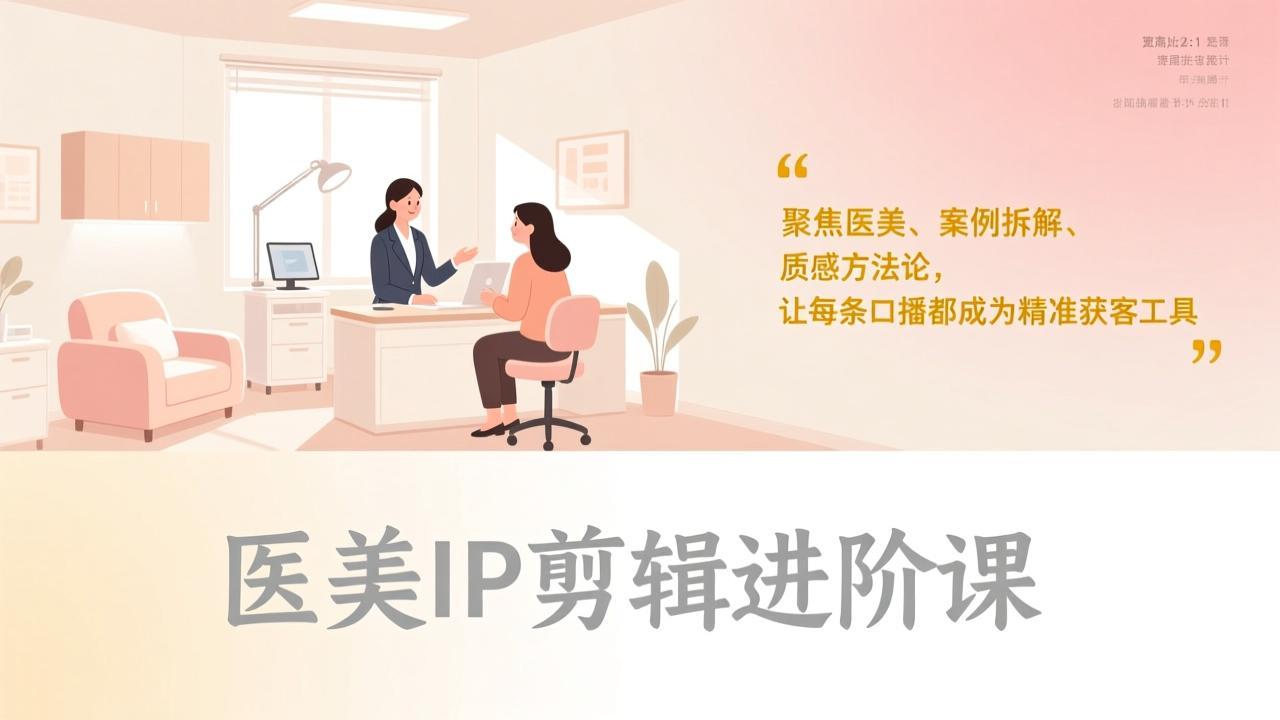 医美IP剪辑进阶课，聚焦医美、案例拆解、质感方法论，让每条口播都成为精准获客工具-副业终点站