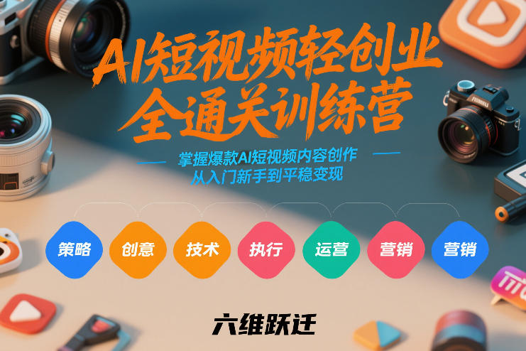AI短视频轻创业全通关训练营，掌握爆款AI短视频内容创作，从入门新手到平稳变现的六维跃迁-副业终点站