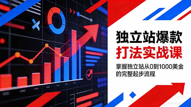 独立站爆款打法实战课，掌握独立站从0到1000美金的完整起步流程-副业终点站