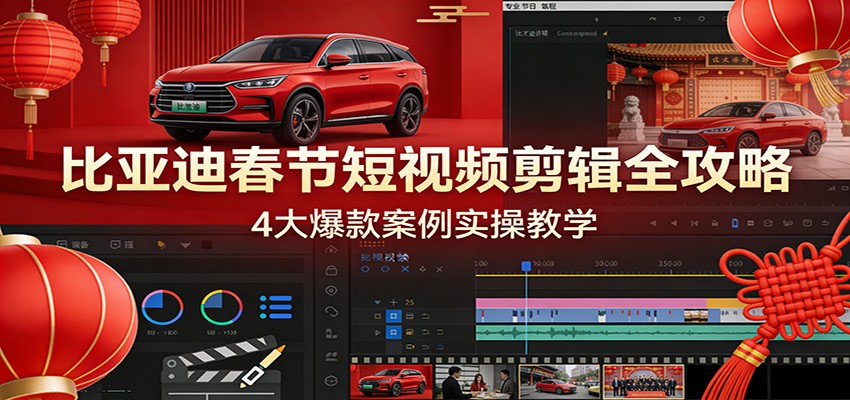 比亚迪春节短视频剪辑全攻略，4大爆款案例实操教学-副业终点站