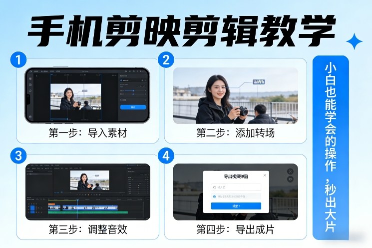 手机剪映剪辑教学，小白也能学会的操作，秒出大片-副业终点站