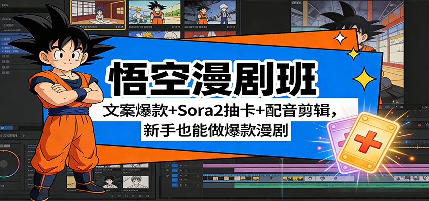 悟空漫剧班：文案爆款+Sora2抽卡+配音剪辑，新手也能做爆款漫剧-副业终点站