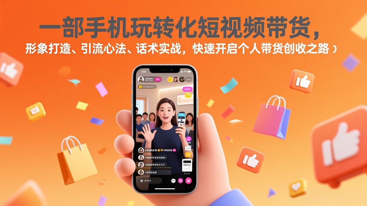一部手机玩转化短视频带货，形象打造、引流心法、话术实战，快速开启个人带货创收之路-副业终点站