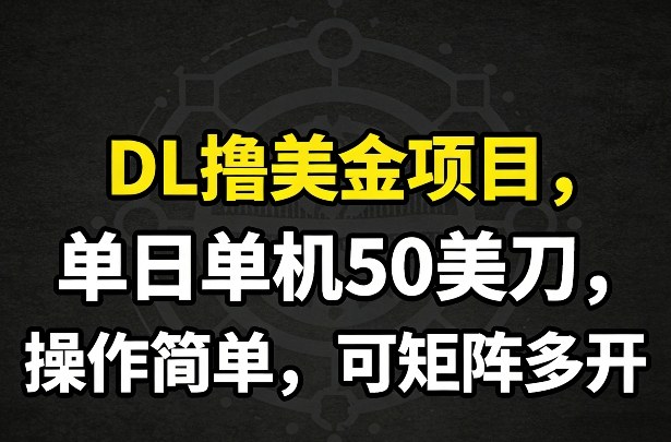 DL撸美金项目，单日单机50美刀，操作简单，可矩阵多开-副业终点站