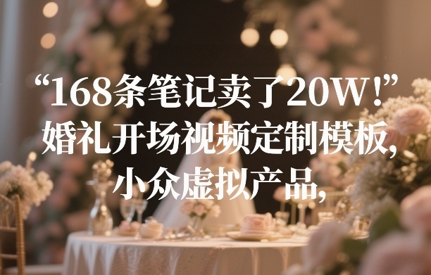 168条笔记卖了20W！婚礼开场视频定制模板，小众虚拟产品-副业终点站