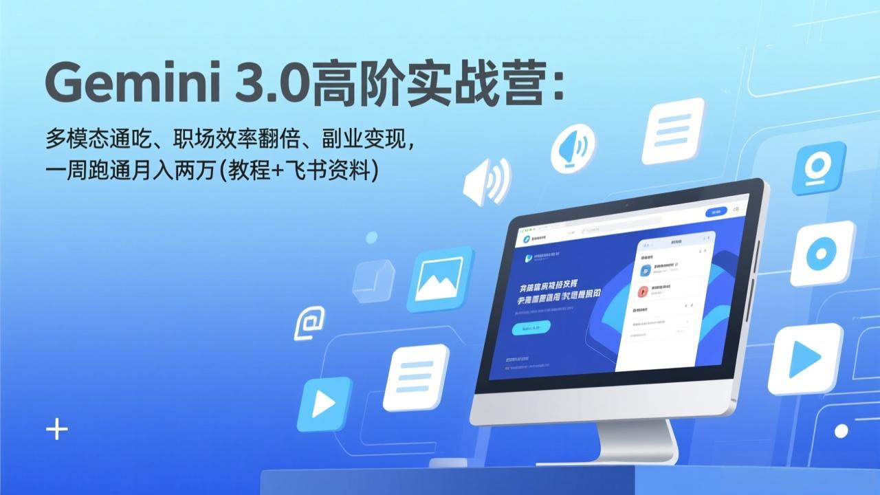 Gemini 3.0高阶实战营：多模态通吃、职场效率翻倍、副业变现，一周跑通月入两万(教程+飞书资料-副业终点站