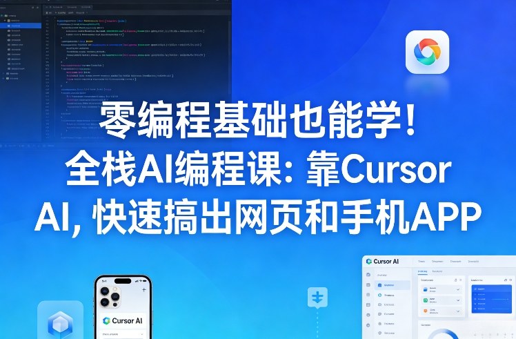 零编程基础也能学！全栈AI编程课：靠Cursor AI，快速搞出网页和手机APP-副业终点站