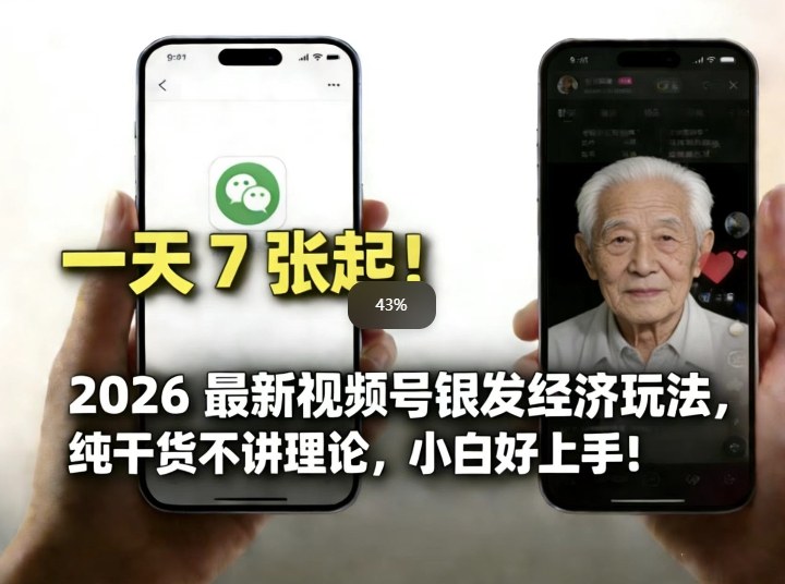 2026最新视频号银发经济玩法，轻松每天7张起，小白也可做-副业终点站