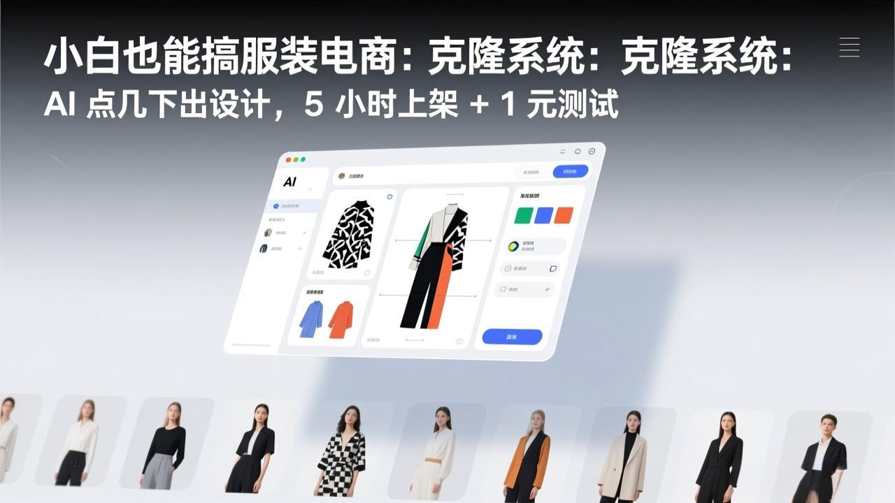 小白也能搞服装电商:克隆系统:AI 点几下出设计,5 小时上架 + 1 元测试-副业终点站