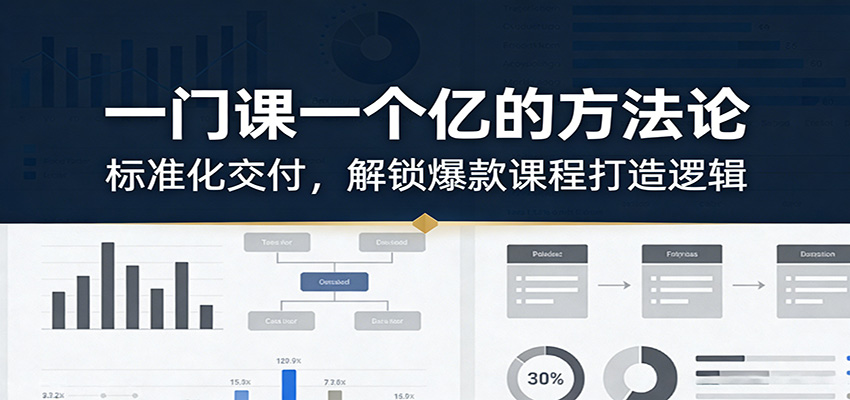 一门课一个亿的方法论：标准化交付，解锁爆款课程打造逻辑-副业终点站