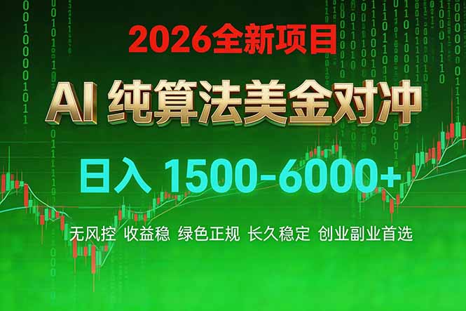 2026 全新美金对冲项目,不套平台赠金,不封号,纯算法对冲,日入 1500-6000+-副业终点站