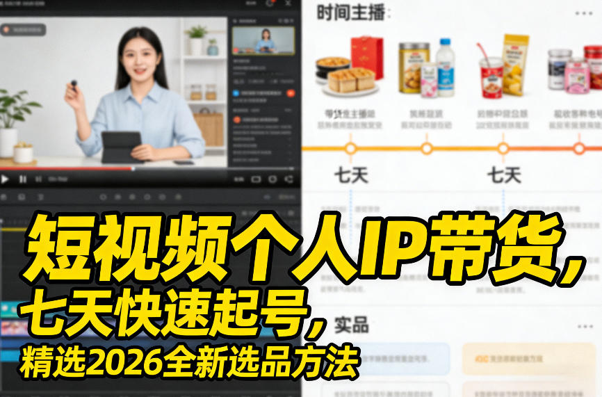 短视频个人IP带货，七天快速起号，精选2026全新选品方法-副业终点站