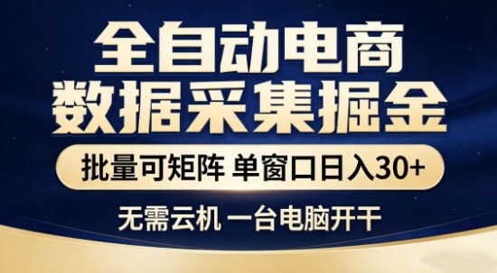 独家电商数据全自动采集项目，批量可矩阵，单窗口轻松日入3张+【揭秘】-副业终点站