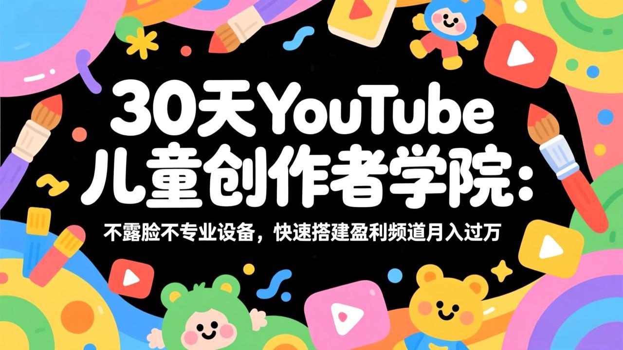 30天YouTube儿童创作者学院：不露脸不专业设备，快速搭建盈利频道月入过万-副业终点站