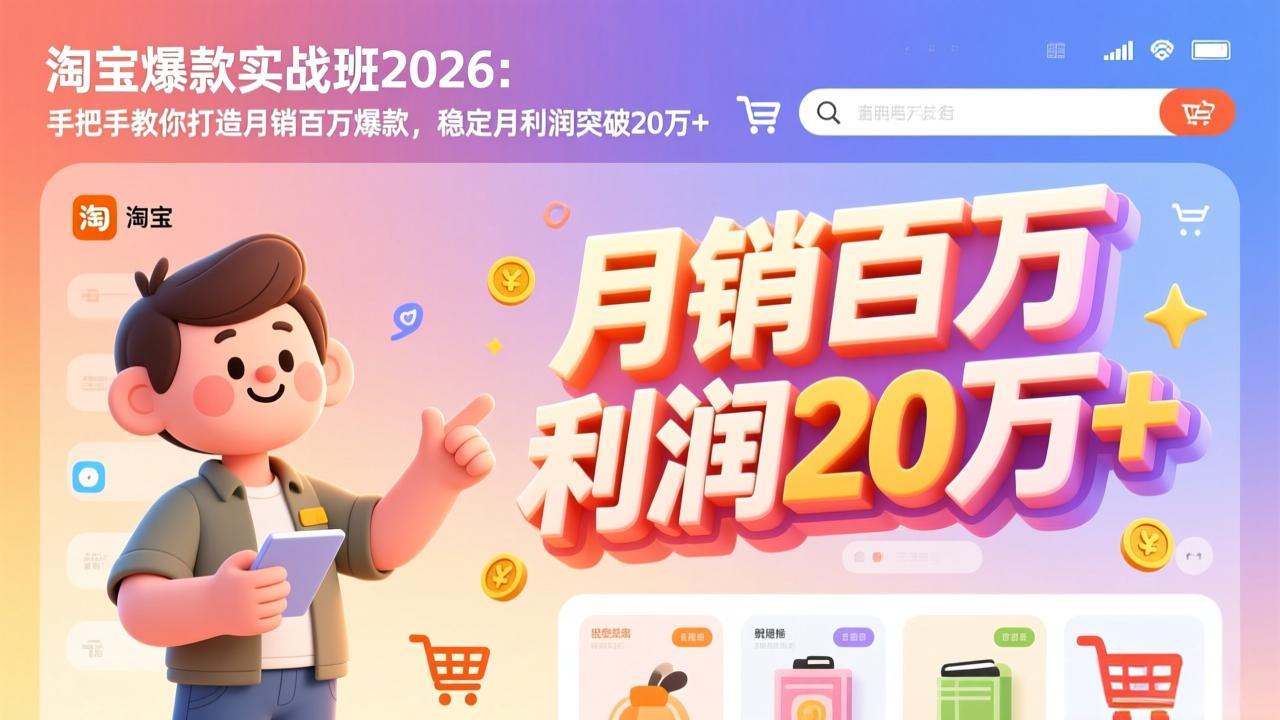 淘宝爆款实战班-2026年3月更新：手把手教你打造月销百万爆款，稳定月利润突破20万+-副业终点站