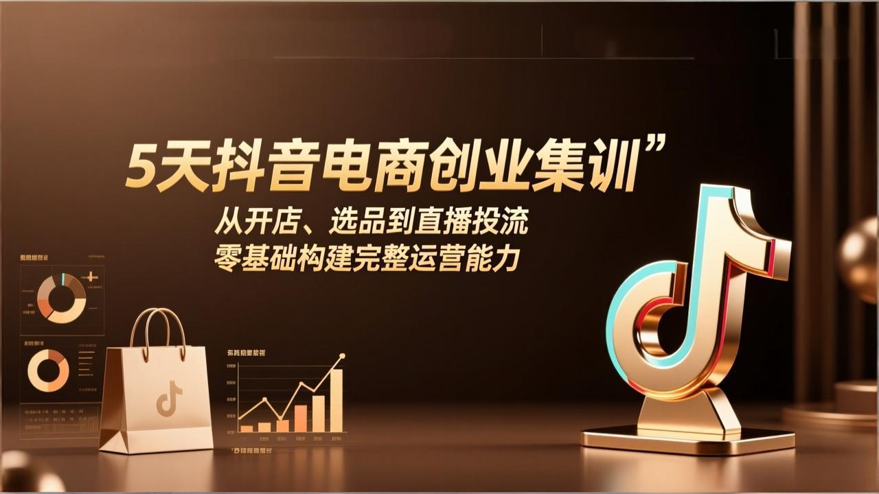 5天抖音电商创业集训：从开店、选品到直播投流，零基础构建完整运营能力-副业终点站
