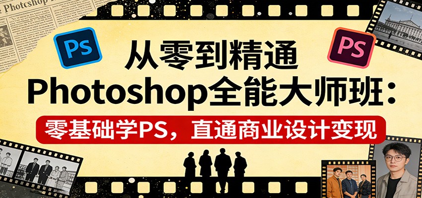 从零到精通Photoshop全能大师班：零基础学PS，直通商业设计变现-副业终点站