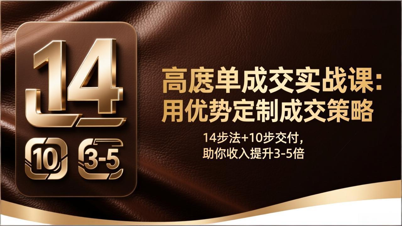 高客单成交实战课：用优势定制成交策略，14步法+10步交付，助你收入提升3-5倍-副业终点站