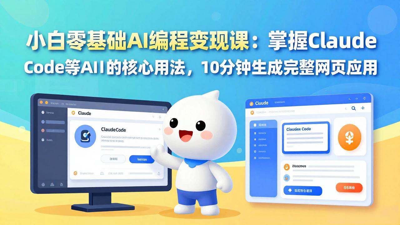 小白零基础AI编程变现课：掌握Claude Code等AI工具的核心用法，10分钟生成完整网页应用-副业终点站
