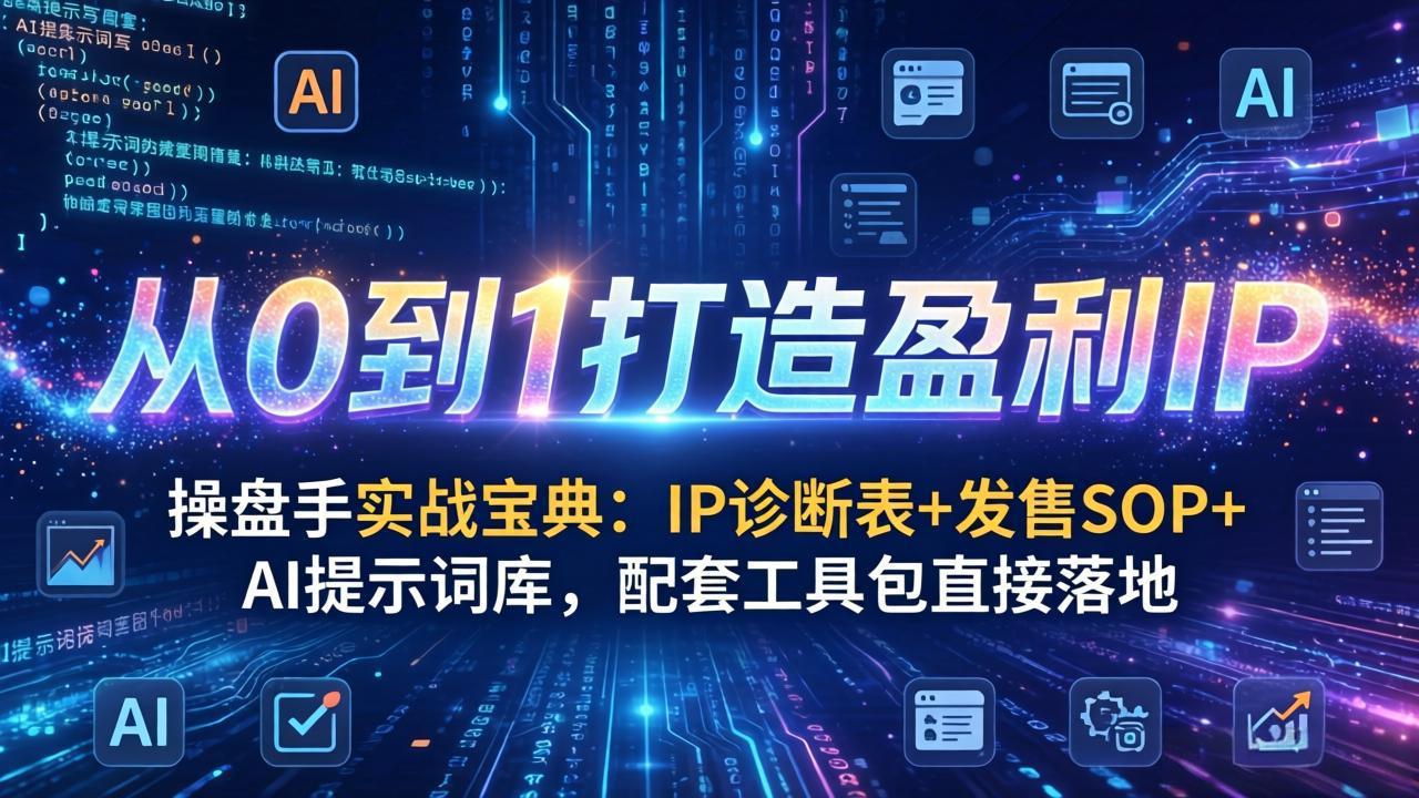操盘手实战宝典：IP诊断表+发售SOP+AI提示词库，配套工具包直接落地，从0到1打造盈利IP-副业终点站