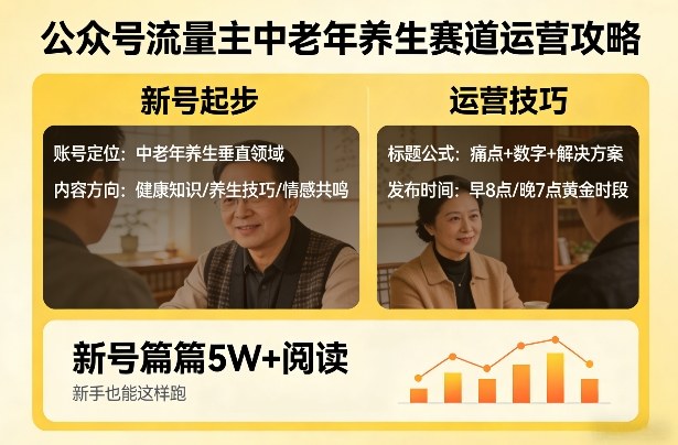公众号流量主中老年养生赛道，新号篇篇5W+阅读，新手也能这样跑-副业终点站