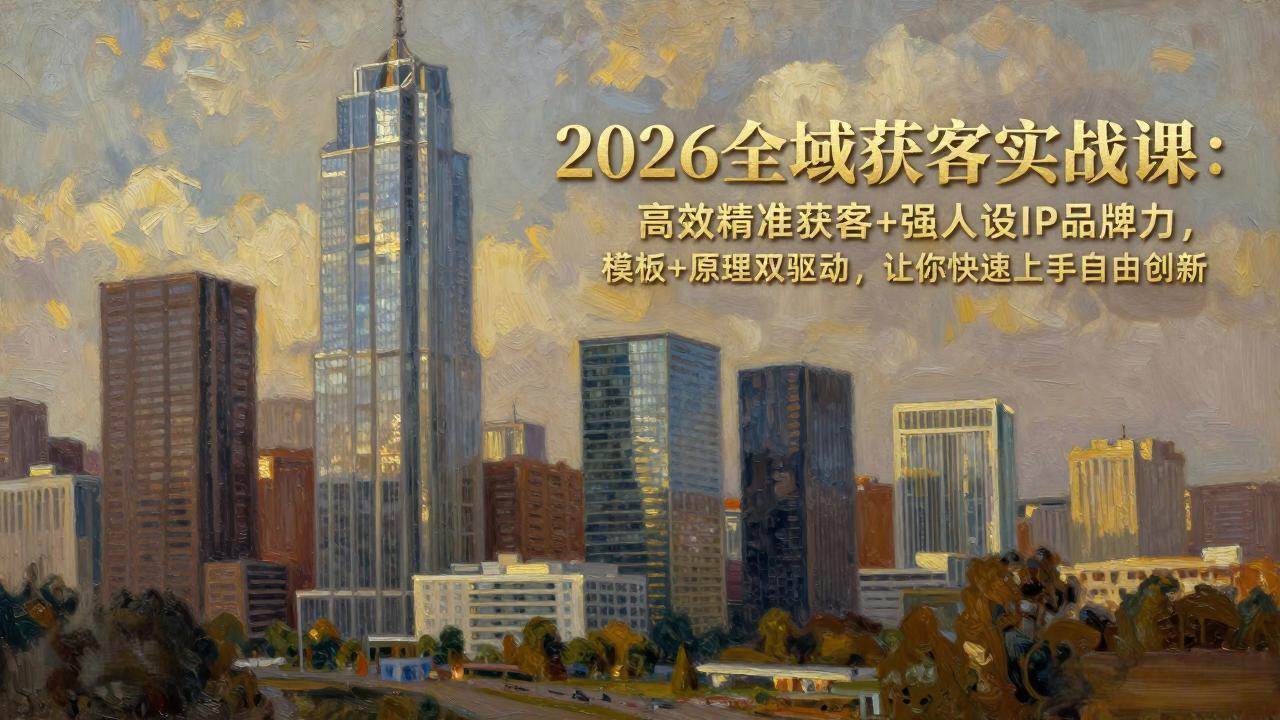 2026全域获客实战课：高效精准获客+强人设IP品牌力，模板+原理双驱动，让你快速上手自由创新-副业终点站