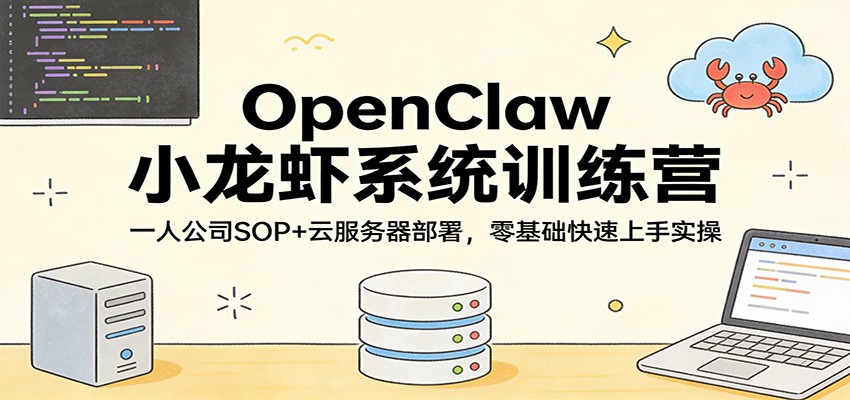 OpenClaw小龙虾系统训练营：一人公司SOP，云服务器部署，零基础快速上手实操-副业终点站