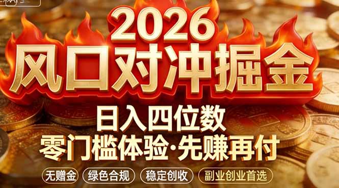 2026美金对冲套利，无赠金对冲策略保驾护航，低门槛易上手实操。单人单日收益2000+-副业终点站