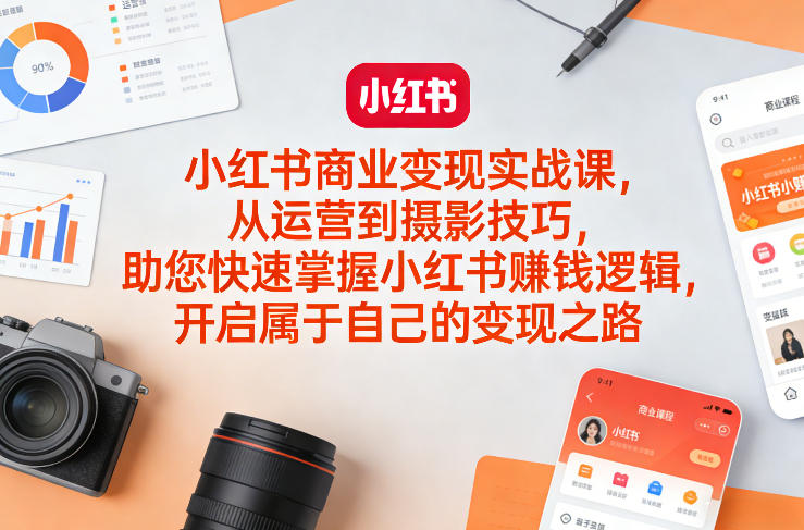 小红书商业变现实战课，从运营到摄影技巧，助您快速掌握小红书賺钱逻辑，开启属于自己的变现之路-副业终点站