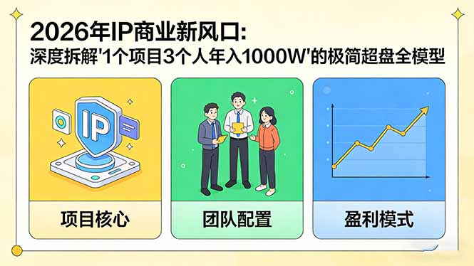 2026年IP商业新风口:深度拆解“1个项目3个人年入1000W”的极简超盘全模型-副业终点站