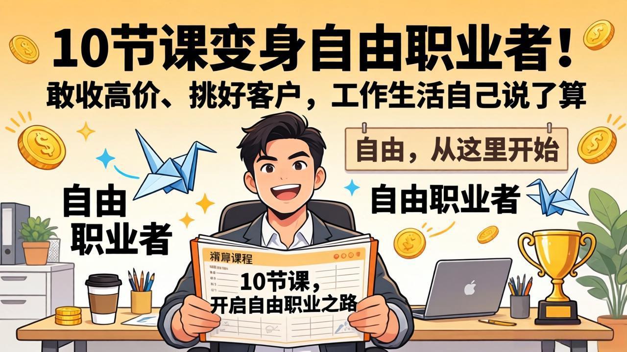 10 节课变身自由职业者！敢收高价、挑好客户，工作生活自己说了算-副业终点站