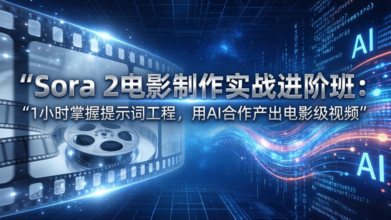 Sora 2电影制作实战进阶班：1小时掌握提示词工程，用AI合作产出电影级视频-副业终点站