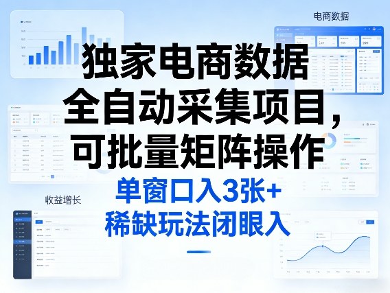 独家电商数据全自动采集项目，可批量矩阵操作，单窗口日入3张+，稀缺玩法闭眼入【揭秘】-副业终点站