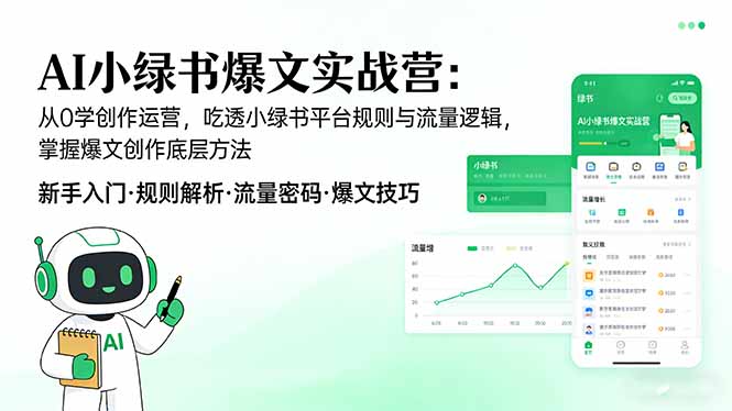 AI 小绿书爆文实战营：从0学创作运营，吃透小绿书平台规则与流量逻辑，掌握爆文创作底层方法-副业终点站