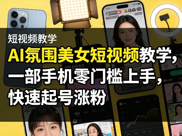 AI氛围美女短视频教学，一部手机零门槛上手，快速起号涨粉-副业终点站